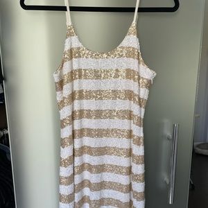 MM Couture | White & Gold Sequin Dress (Medium)